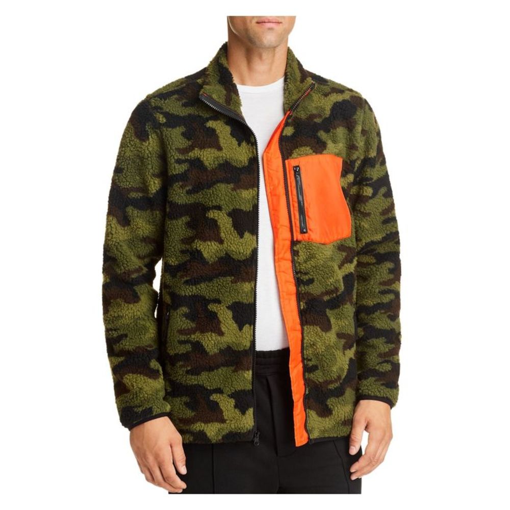Pacific and Park Mens Green Camouflage Zip Up Fleece Jacket S
